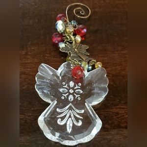 Ganz Tradition Keeper Christmas Angel Ornament Etched Glass Beads Bells 2012